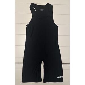 ASICS Size Adult Size M MEDIUM 135-160 LBS All Black Wrestling Singlet